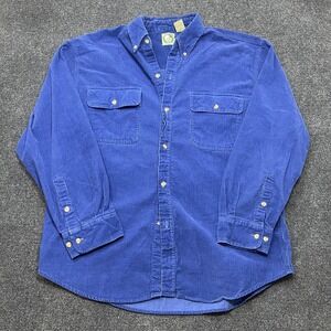 Appalachian Trail Shirt Mens Large Blue Corduroy Long Sleeve Button Up Workwear